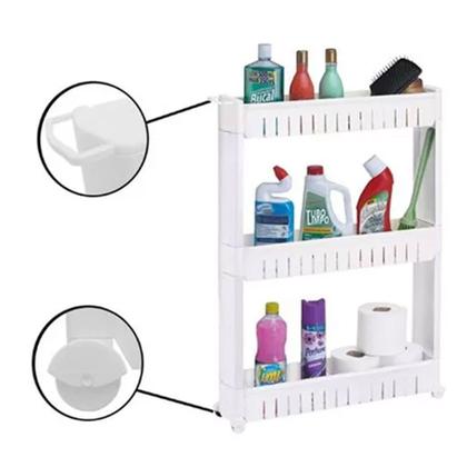 Imagem de Armário Carrinho Organizador Multiuso Com 3 Prateleira Arthi