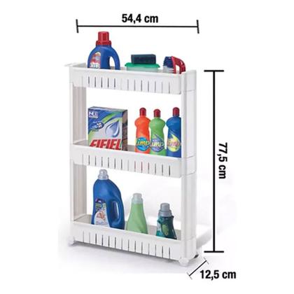 Imagem de Armário Carrinho Organizador Multiuso Com 3 Prateleira Arthi