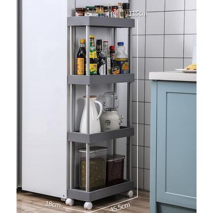 Imagem de Armário Carrinho Organizador Multiuso Com 4 Camadas Com Rodinhas Cozinha Banheiro Quarto Lavanderia