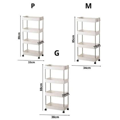 Imagem de Armário Carrinho Organizador Multiuso Com 4 Camadas Com Rodinhas Cozinha Banheiro Quarto Lavanderia