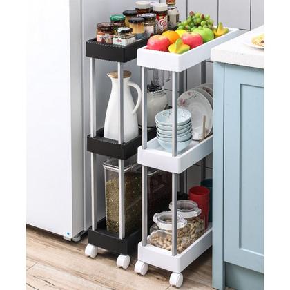 Imagem de Armário Carrinho Organizador Multiuso Com 4 Camadas Com Rodinhas Cozinha Banheiro Quarto Lavanderia