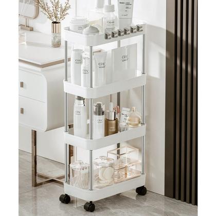 Imagem de Armário Carrinho Organizador Multiuso Com 4 Camadas Com Rodinhas Cozinha Banheiro Quarto Lavanderia
