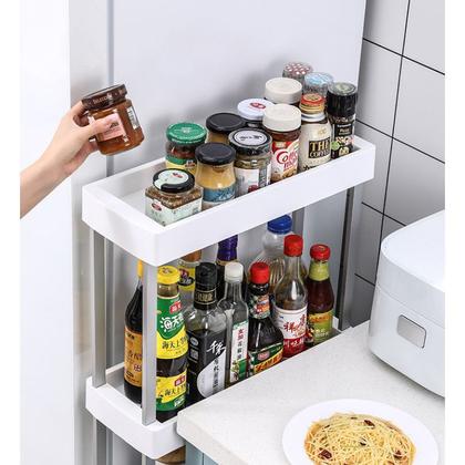 Imagem de Armário Carrinho Organizador Multiuso Com 4 Camadas Com Rodinhas Cozinha Banheiro Quarto Lavanderia