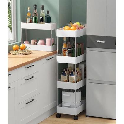 Imagem de Armário Carrinho Organizador Multiuso Com 4 Camadas Com Rodinhas Cozinha Banheiro Quarto Lavanderia