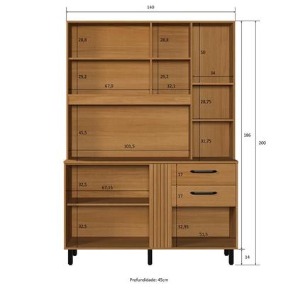 Imagem de Armário com Balcão Completo Cozinha Luna 6 Portas 2 Gavetas