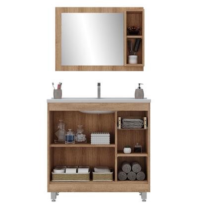 Imagem de Armário Conjunto de Banheiro com Gabinete, Cuba e Espelheira 3 Portas Viena 80 cm