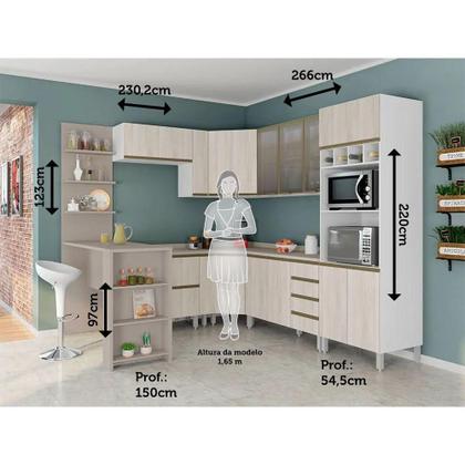 Imagem de Armário Cozinha 10 Pçs Vidro Tampo Bancada Pérola, Branco