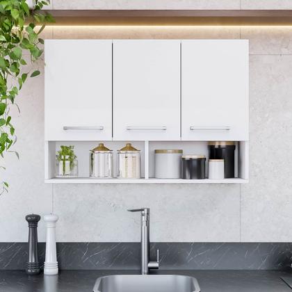 Imagem de Armário Cozinha 3 Portas e Nicho de Parede Aereo Cozinha Modular Móveis Bonatto