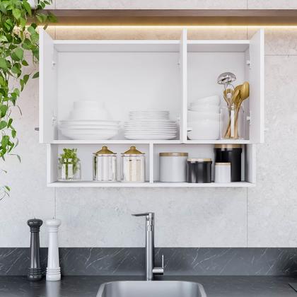 Imagem de Armário Cozinha 3 Portas e Nicho de Parede Aereo Cozinha Modular Móveis Bonatto