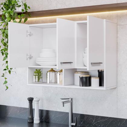 Imagem de Armário Cozinha 3 Portas e Nicho de Parede Aereo Cozinha Modular Móveis Bonatto