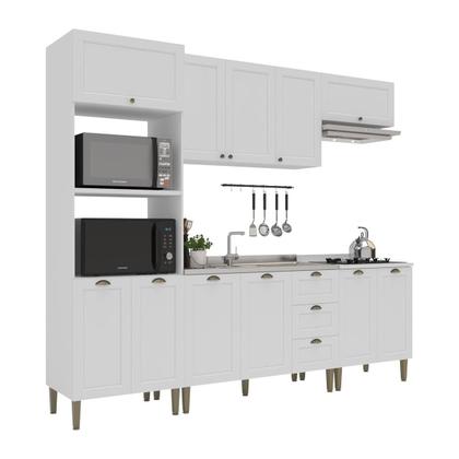 Imagem de Armário Cozinha Americana Modulada Completa 260cm 5 Peças com Balcão Multimóveis CR20495