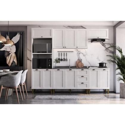Imagem de Armário Cozinha Americana Modulada Completa 260cm 5 Peças com Balcão Multimóveis CR20495