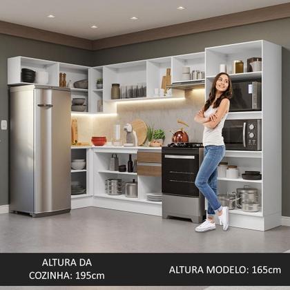 Imagem de Armário Cozinha Completo 100% MDF 447cm Branco/Rústico/Crema