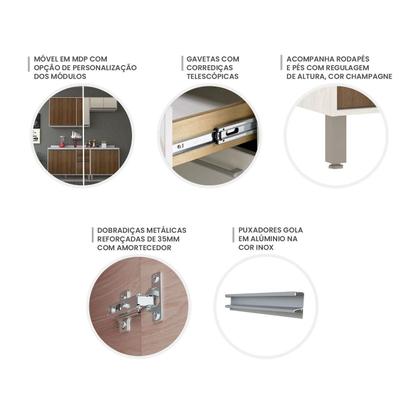Imagem de Armário Cozinha Modulada 6 Peças 350cm Linea c/ Cristaleira