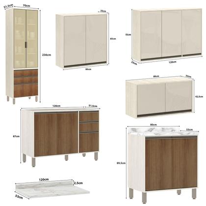 Imagem de Armário Cozinha Modulada 6 Peças 350cm Linea c/ Cristaleira