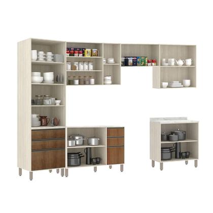 Imagem de Armário Cozinha Modulada 6 Peças 350cm Linea c/ Cristaleira