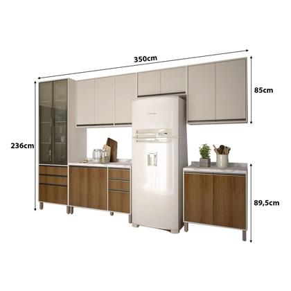 Imagem de Armário Cozinha Modulada 6 Peças 350cm Linea c/ Cristaleira