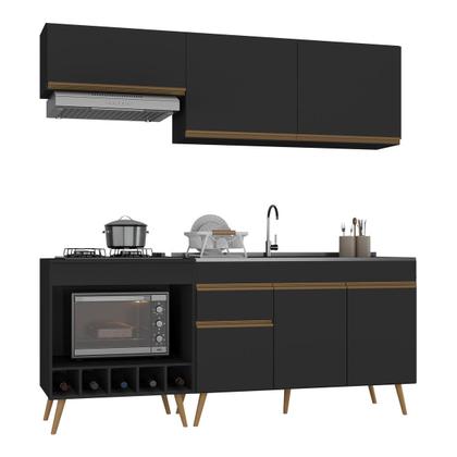 Imagem de Armário Cozinha Modulada Compacta c/ Gabinete p/ Pia e Balcão p/ Cooktop Veneza Multimóveis MP3775