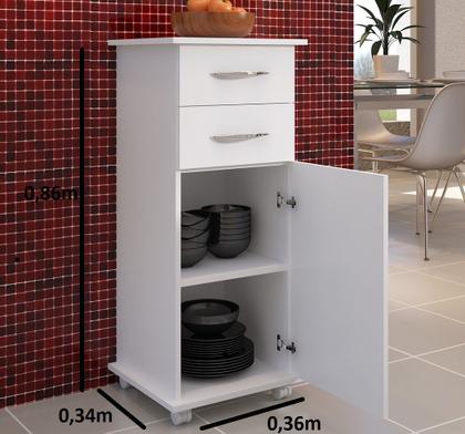 Imagem de Armário Cozinha Multiuso 2 Gavetas 1 Porta c/ Divisórias