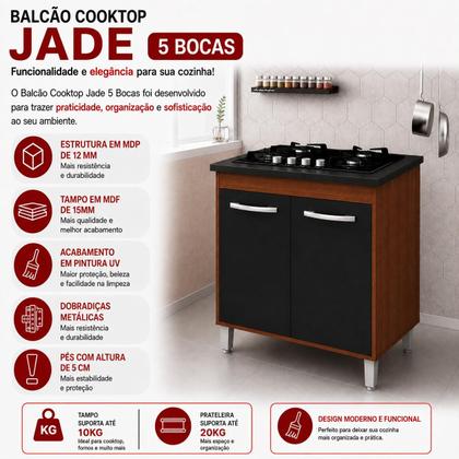 Imagem de Armario Cozinha Para Fogão Cooktop 5 Bocas Com 2 Portas Jade