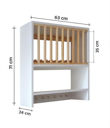 Imagem de Armário Cozinha Porta Pratos Louças e Canecas - Branco