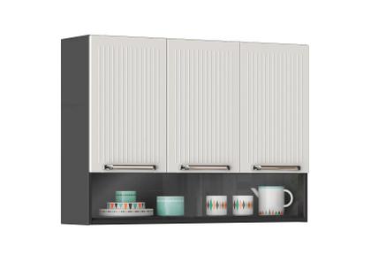Imagem de Armário Cozinhas Itatiaia Midi Pop Art i3 - 3 Portas c/ nicho - Grafite/Branco