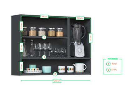 Imagem de Armário Cozinhas Itatiaia Midi Pop Art i3 - 3 Portas c/ nicho - Grafite/Branco