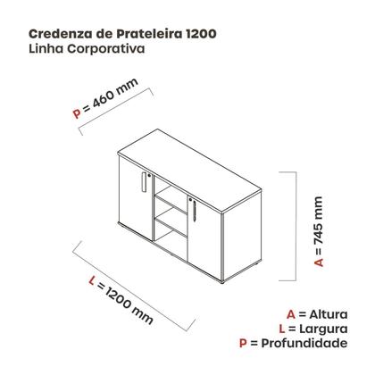 Imagem de Armário Credenza 02 Portas Pivotante CREDC1200 Marrom/Noce Marromle/Preto