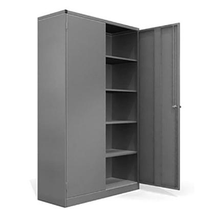 Imagem de Armário de Aço 2 Portas Multiuso com 4 Prateleira PA90 Alt 198cm x Larg 90cm x Prof 40cm e Fechamento com Chave Cor Cinza