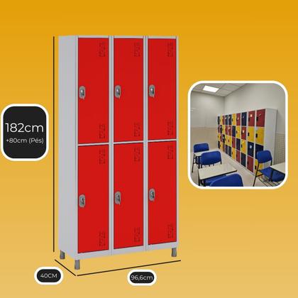 Imagem de Armário de Aço com 6 Portas Grandes locker academia vestiário funcionários