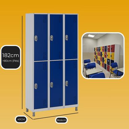 Imagem de Armário de Aço com 6 Portas Grandes locker academia vestiário funcionários