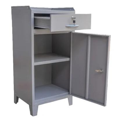 Imagem de Armário de Aço para Ferramentas Ferramenteiro Simples com Fechadura Frontal, 1 Gaveta e 1 Prateleira Aço de Alta Qualidade, Resistente e Seguro