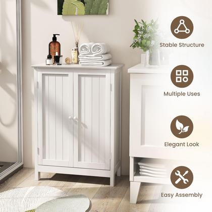 Imagem de Armário de armazenamento de banheiro COSTWAY Freestanding White