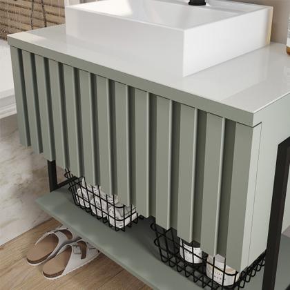 Imagem de Armário De Banheiro 100% MDF 80cm Metalon Com Cuba Havai Mgm Móveis Pistache