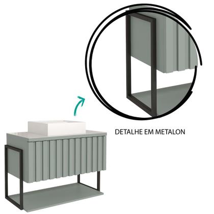 Imagem de Armário De Banheiro 100% MDF 80cm Metalon Com Cuba Havai Mgm Móveis Pistache