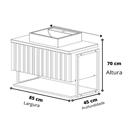 Imagem de Armário De Banheiro 100% MDF 80cm Metalon Com Cuba Havai Mgm Móveis Pistache