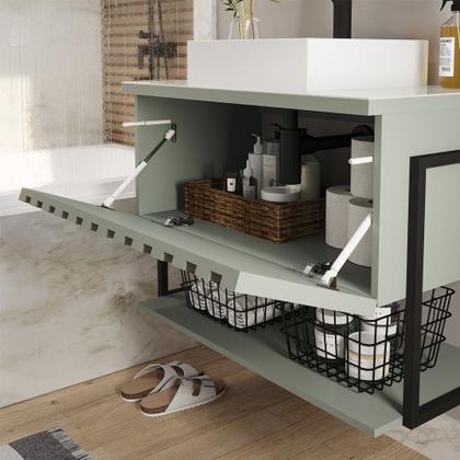 Imagem de Armário De Banheiro 100% MDF 80cm Metalon Com Cuba Havai Mgm Móveis Pistache