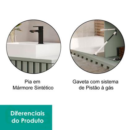 Imagem de Armário De Banheiro 100% MDF 80cm Metalon Com Cuba Havai Mgm Móveis Pistache
