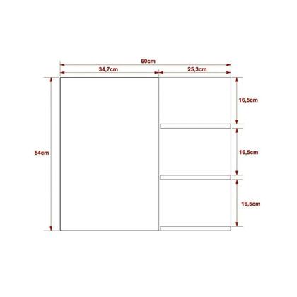 Imagem de Armário de Banheiro c/Espelho BN3608 3 Prateleiras 60cm cor Branco - Tecno Mobili