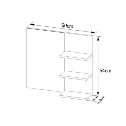 Imagem de Armário de Banheiro c/Espelho BN3608 3 Prateleiras 60cm cor Branco - Tecno Mobili