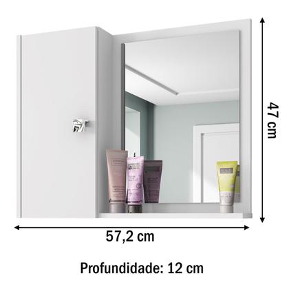 Imagem de Armário de Banheiro Gênova 1 Porta 2 Prateleiras com Espelho Branco - Bechara