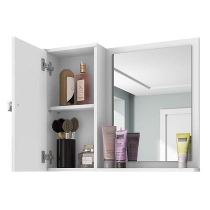 Imagem de Armário de Banheiro Gênova 1 Porta 2 Prateleiras com Espelho Branco - Bechara