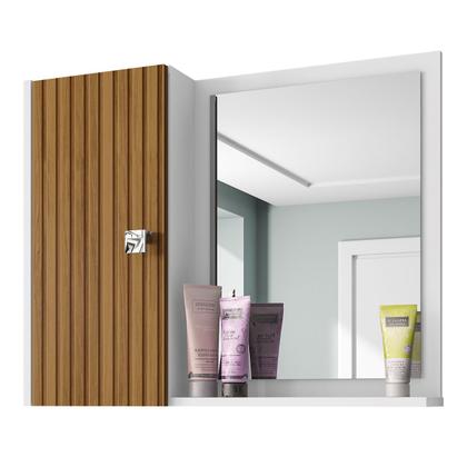 Imagem de Armário de Banheiro Gênova 1 Porta 2 Prateleiras com Espelho Branco - Bechara