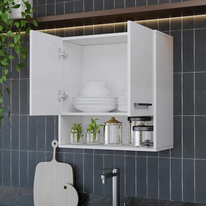 Imagem de Armário de Banheiro Lavanderia 2 Portas Aéreo com Nicho Modular Compacto Móveis Bonatto