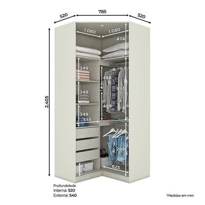 Imagem de Armário de Canto Closet 2 Portas com Espelhos New Predileto Areia Jequitibá - Henn