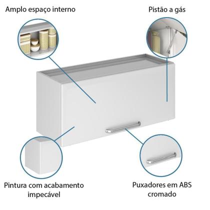 Imagem de Armário De Cozinha 1Porta Aéreo Modulo Suspenso 0,80m Branco