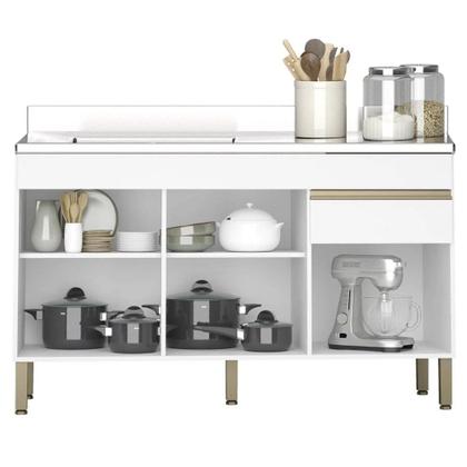 Imagem de Armário de Cozinha 4 Peças Balcão com Pia 150cm Lina18 K02 Supremo/Freijó - Mpozenato
