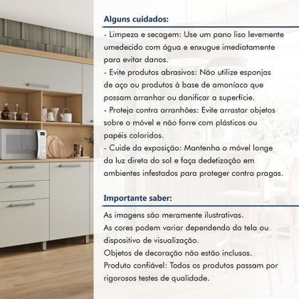 Imagem de Armário de Cozinha 5 Portas 2 Gavetas Nobreza 160cm 100% MDF Cinza/Carvalho/Greige
