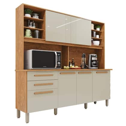 Imagem de Armário de Cozinha 6 Portas 2 Gavetas Adelle Yescasa Laranja/Cinamomo/Off-White