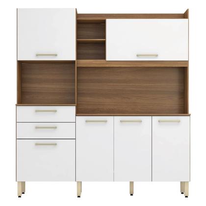 Imagem de Armario de Cozinha 6 Portas 2 Gavetas Select Marrom/Amendola Branco